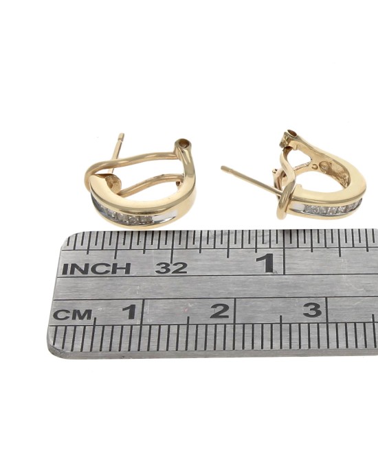 Princess Diamond Miniature Half Hoop Earrings